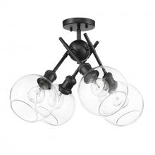  1945-SF BLK-GLOBE-CLR - Axel BLK Semi-Flush in Matte Black with Clear Glass Shade